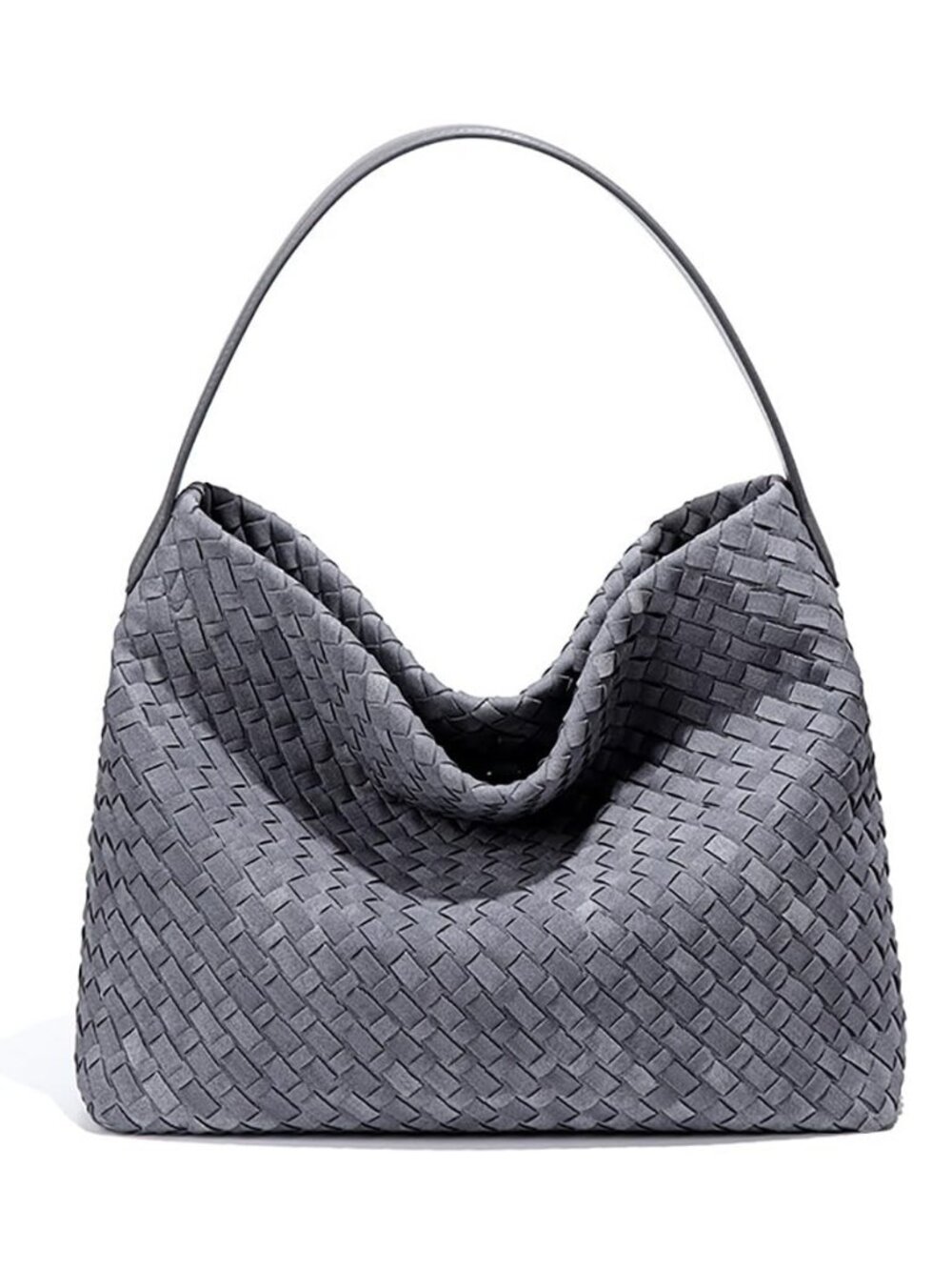 Women's Braided Suede Tote Bag Trendy Crescent Shoulder Hobo Purse